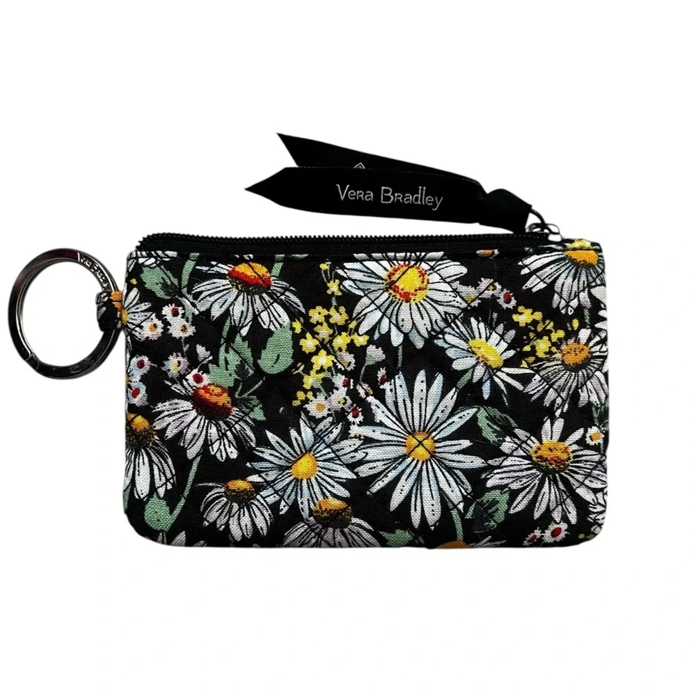 Vera Bradley Daisy Floral Mini Wallet - Black and White NWOT